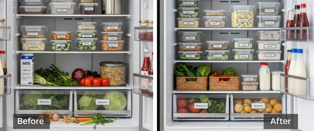step by step fridge organization