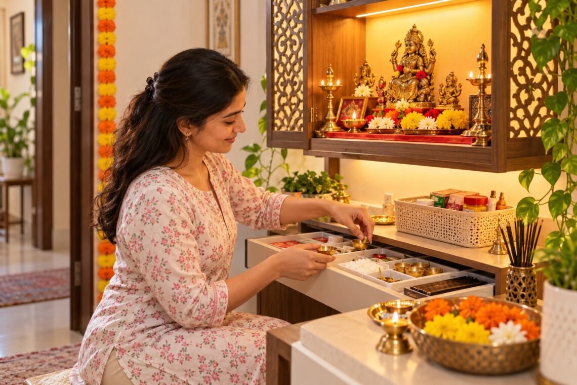 puja room organization ideas
